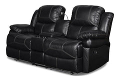 FLYNN CONSOLE LOVESEAT W/ READING LIGHT- BLACK - MyWaynesHome #